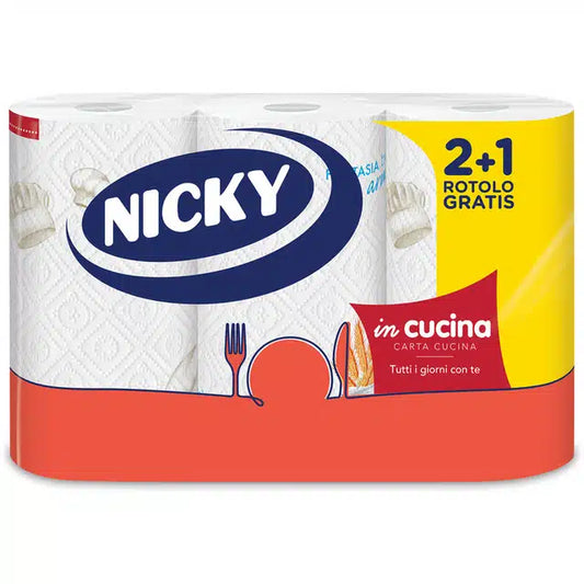 NICKY PAPER TOWELS 2 PLY 3 ROLLS (2+1)