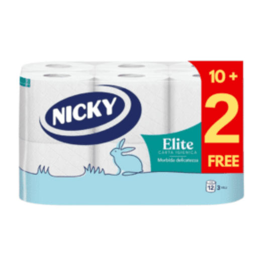 NICKY TOILET PAPER ELITE 3 PLY 10+2FREE ROLLS